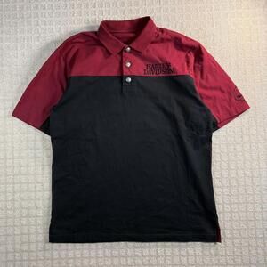 Harley Davidson Skull Polo Shirt Red Black Large
